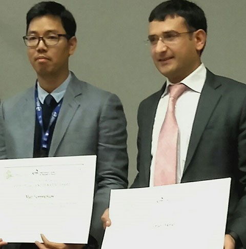 ICO/ICTP Prize 2016 recipients Mati Horprathum (left) and Jehan Akbar