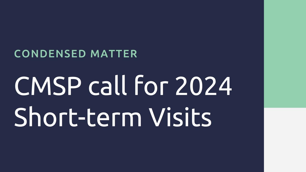 CMSP call for 2024 Short-term Visits