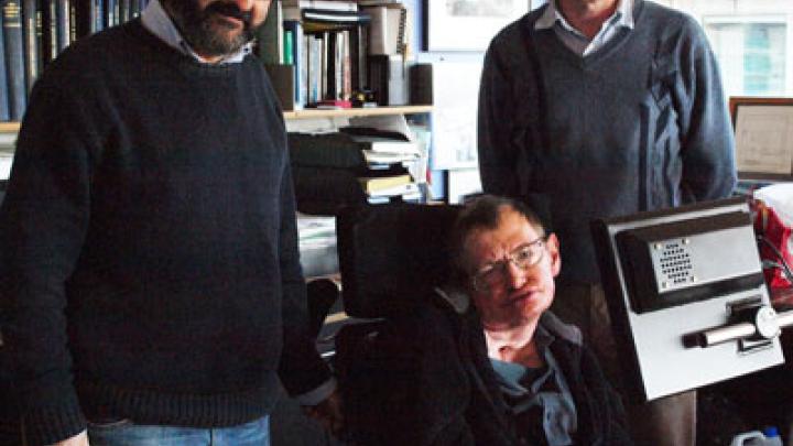 ICTP DIrector Fernando Quevedo (left) with CTC Founder Stephen Hawking and DIrector Paul Shellard.