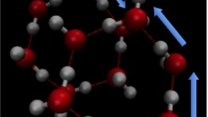 Ring tunneling of protons does not violate the Bernal-Fowler rules, which govern the arrangement of atoms in ice. Image courtesy of Roberto Car.