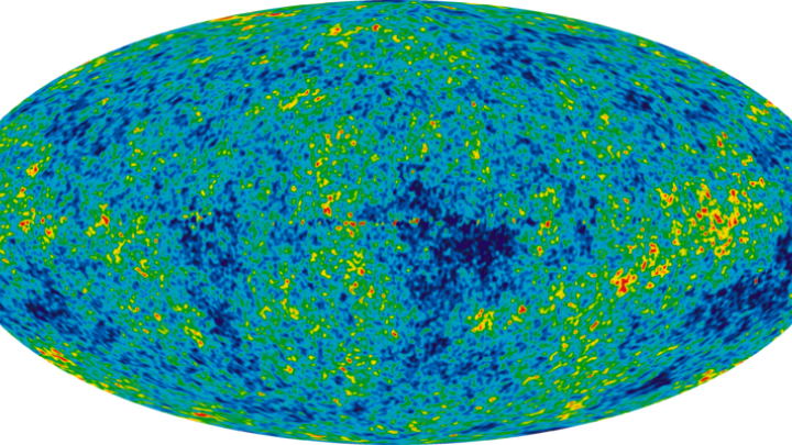 A mollweide projection of the temperature variations over the celestial sphere