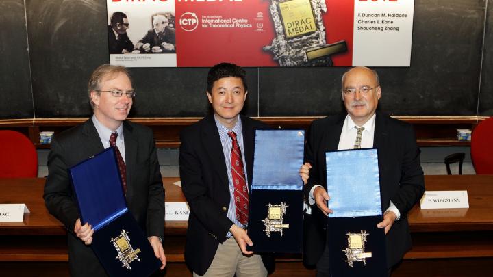 (l-r) Charles L. Kane, Shoucheng Zhang and  F. Duncan M. Haldane