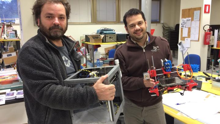 ICTP researcher Carlo Fonda (left) with Javier Antonio Montoya