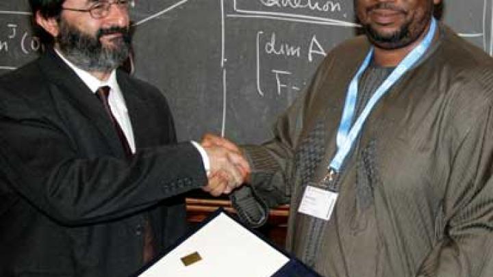 ICTP Director Fernando Quevedo and Honorable Usman Bayero Nafada, deputy speaker of the Nigerian House of Representatives