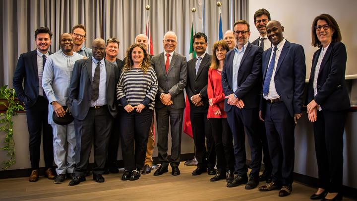 African Union delegation with ICTP scientists