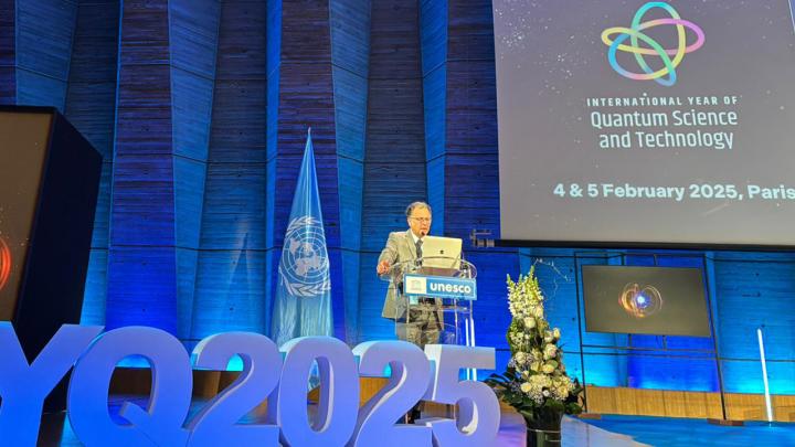 Rosario Fazio speaking at the IYQ opening ceremony on 4 February 2025