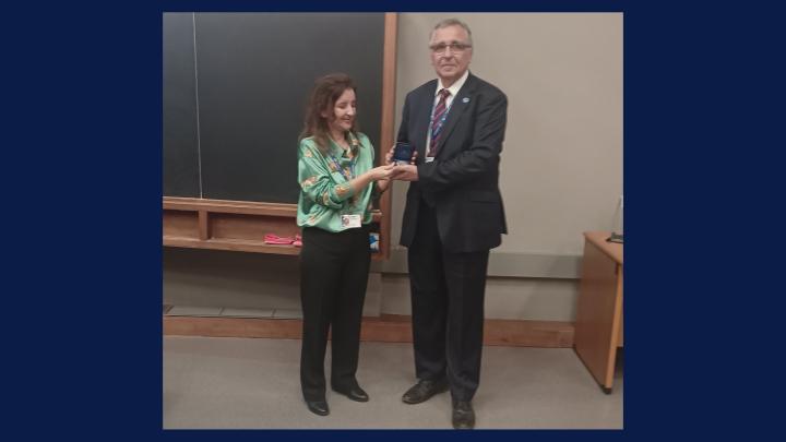 Slavik Tabakov receives the EFOM Honorary Medal from president Efi Koutsouveli