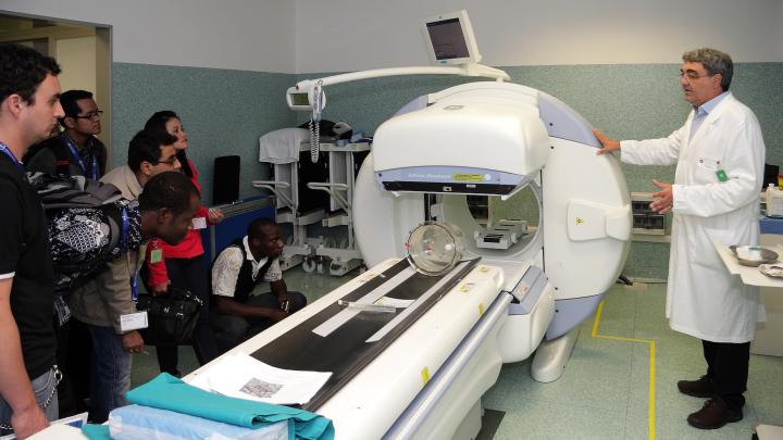 Dr. Mario de Denaro with sudents at the Oncology Department, Trieste hospital