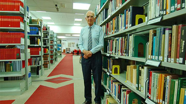 Professor Norman H. March in the Marie Curie Library