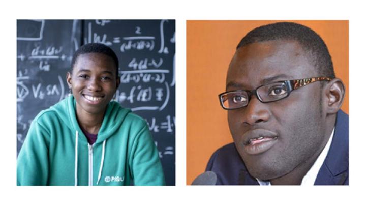ICTP Diploma alumni Estelle Inack (left) and Mouhamed Moustapha Fall 