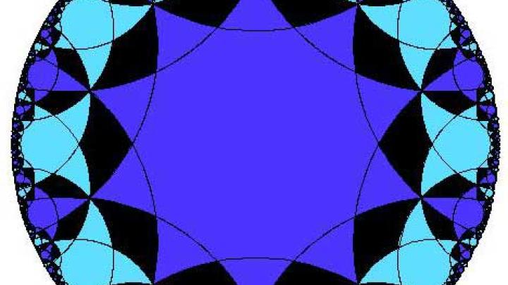 Poincare's way of representing a hyperbolic plane in a Euclidean plane.