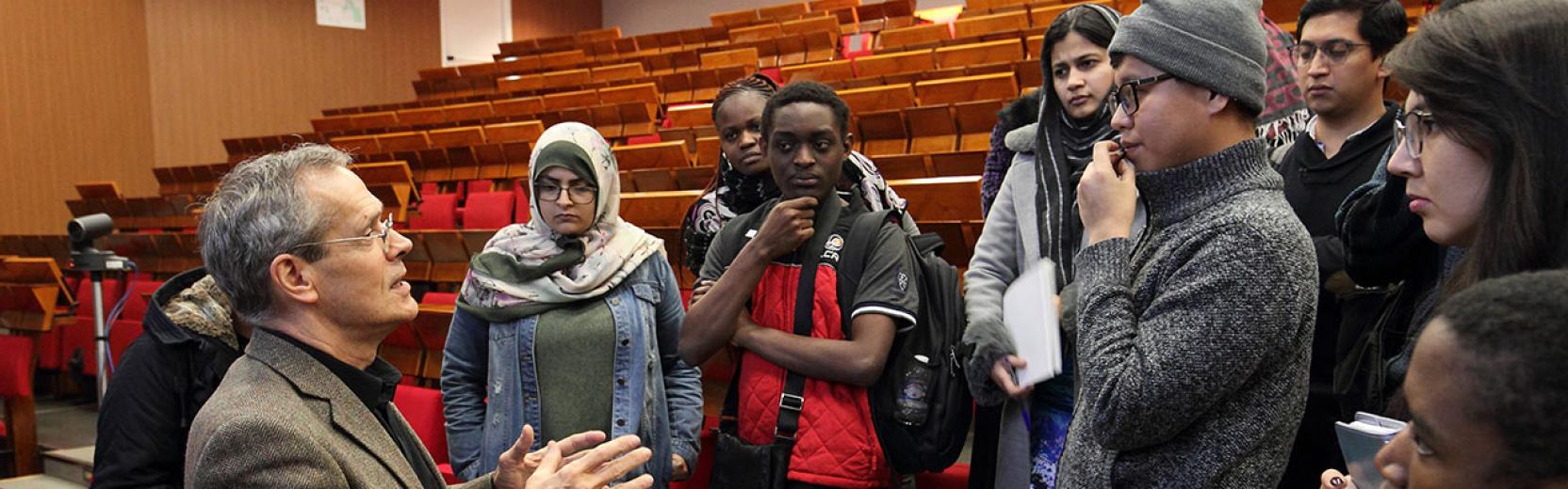 Mark Mezard with ICTP students